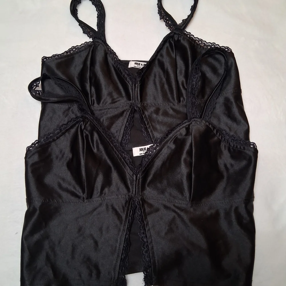 Joy and Jolie black satin cami top Elegant lot of 2 both size M